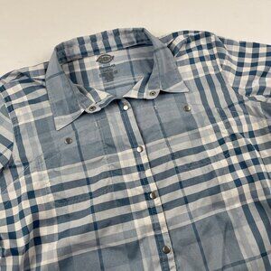 Dickies Temp IQ Cooling Snap Up Shirt Women’s L Performance Short Sleeve Blue